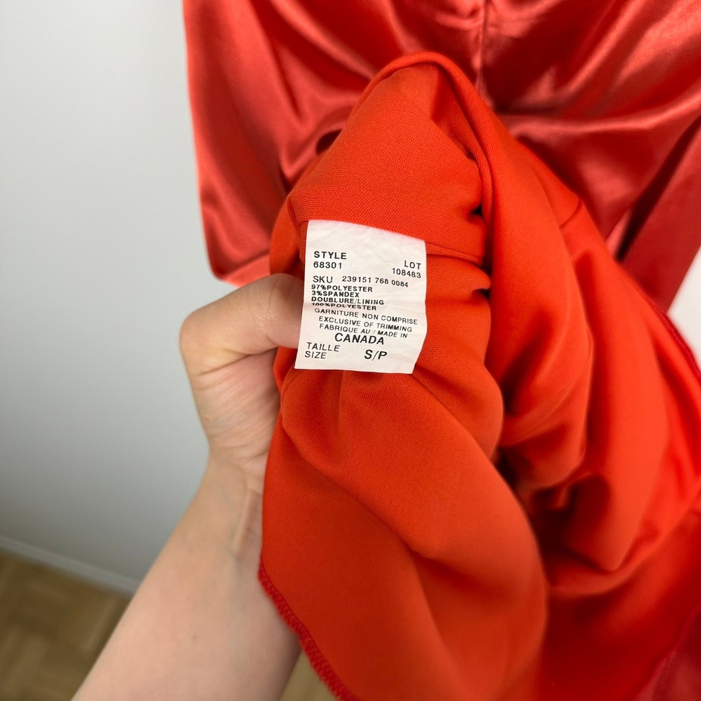 VTG Le Chateau Red Satin Halter Ruched Cocktail Dress Rhinestone Detail S CANADA - Picture 8 of 11